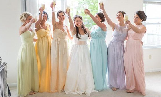 Pastel Dresses || Moore and Co Event Stylists || Photo Credit :: via rockmywedding.com