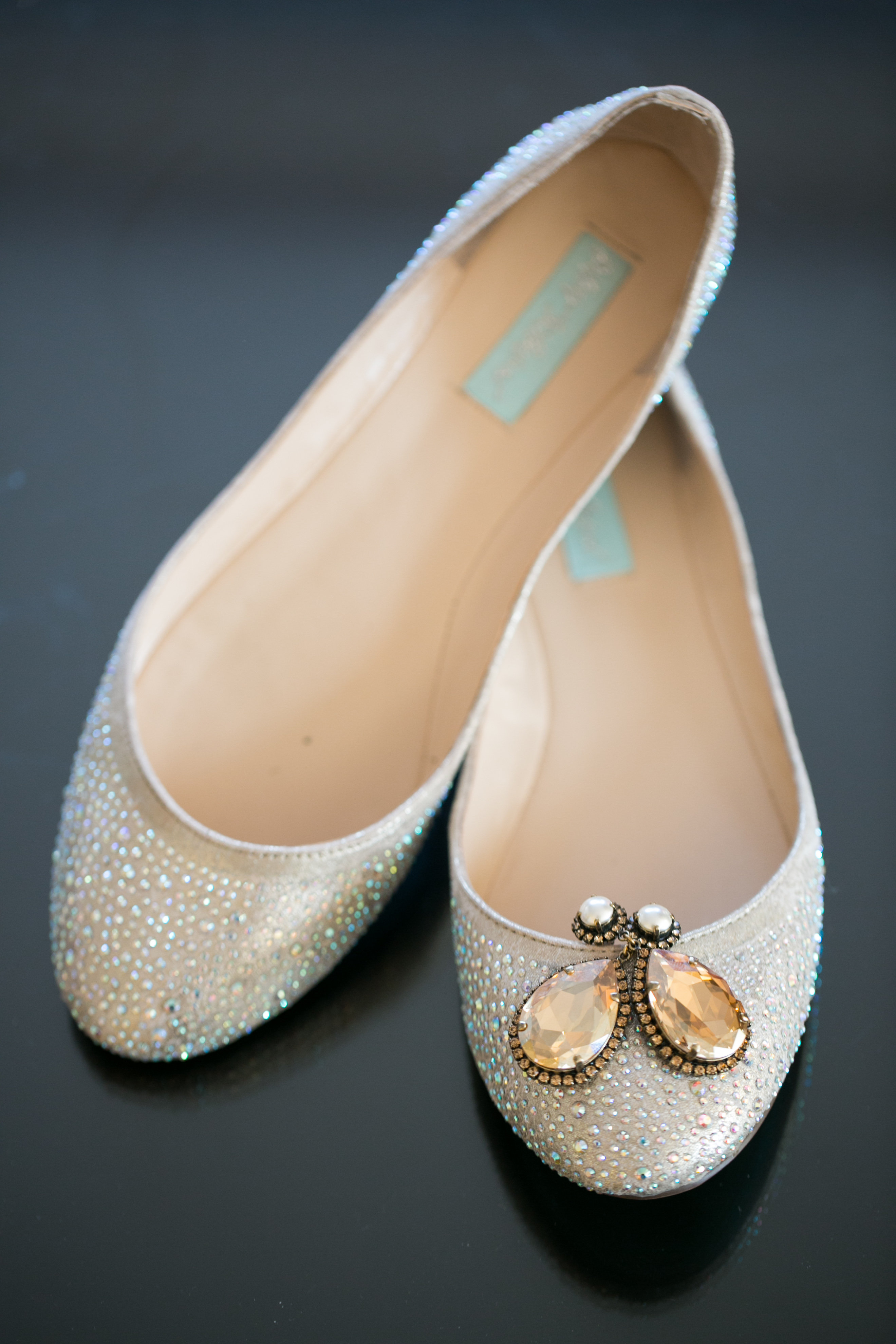 bedazzled flat wedding shoes