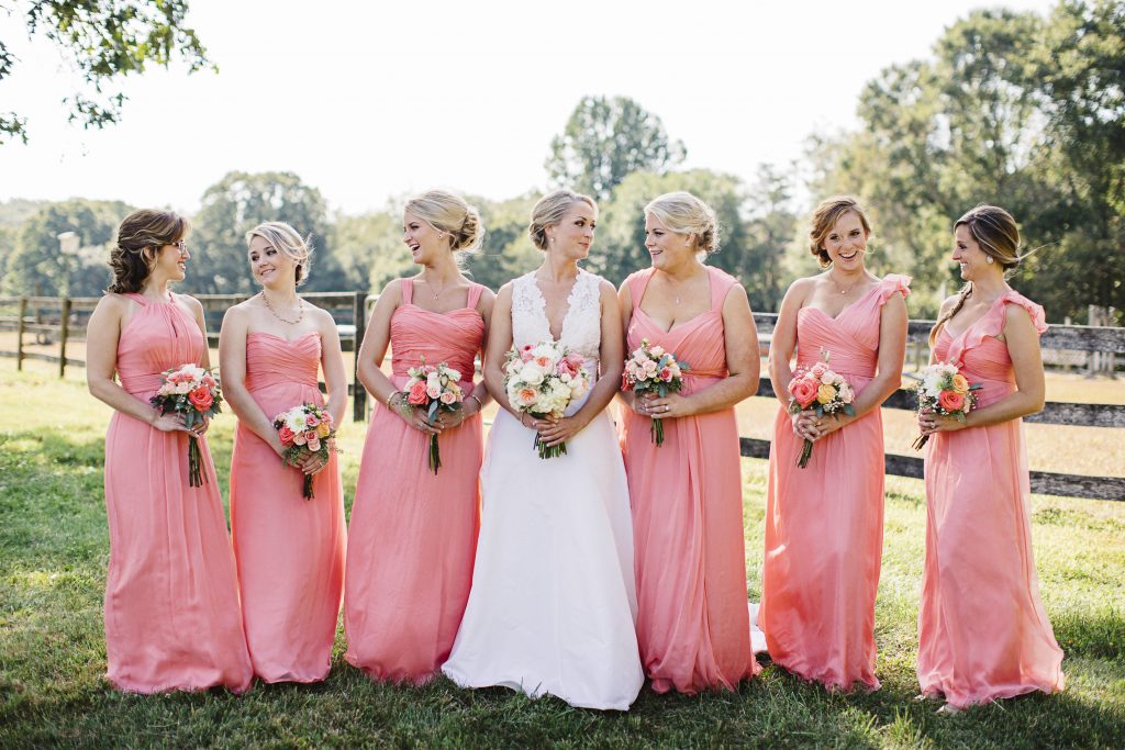 coral bridesmaids dresses