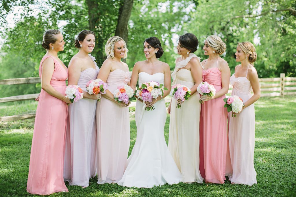 colorful mismatched bridesmaids dresses