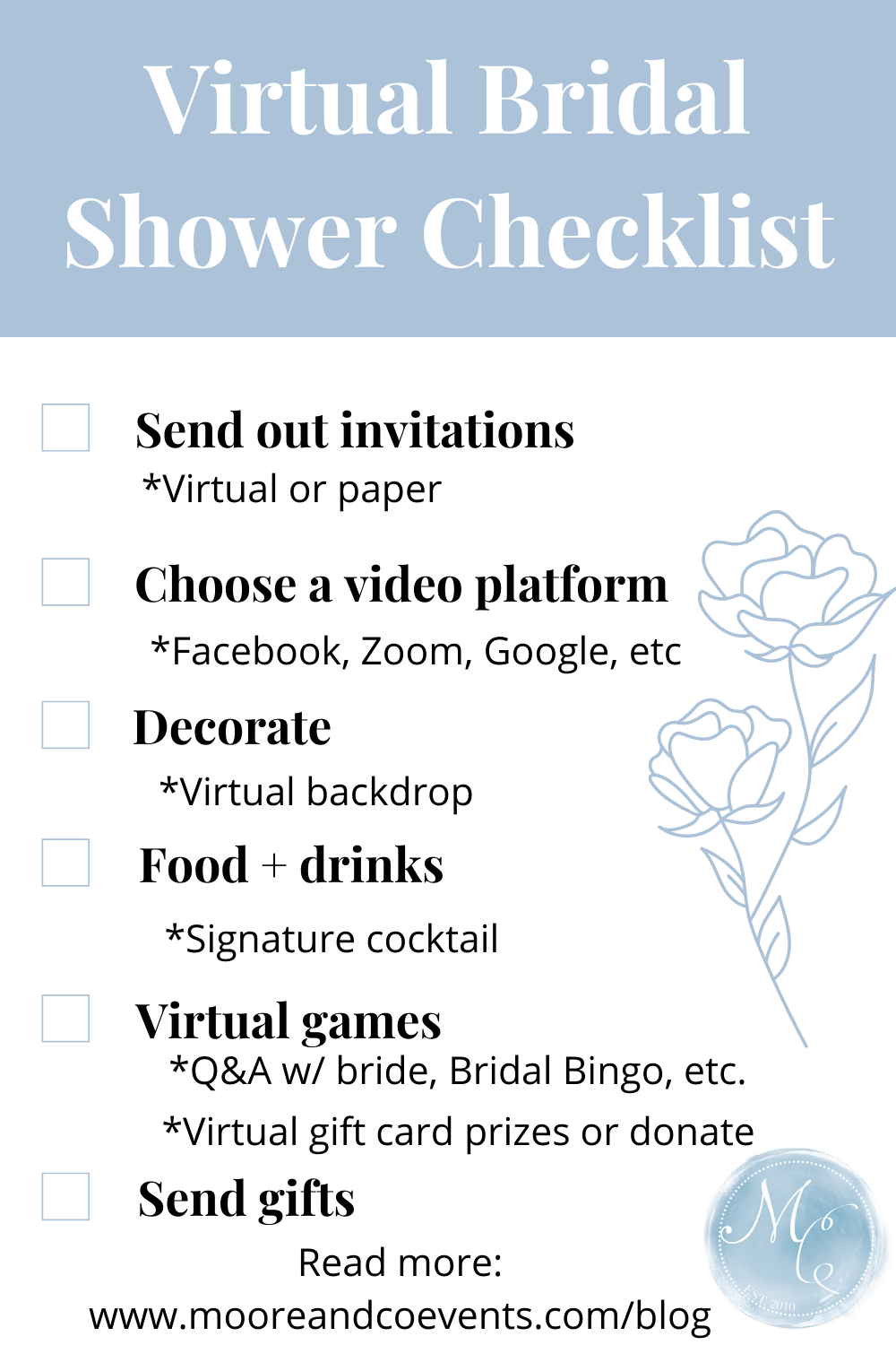 virtual bridal shower checklist
