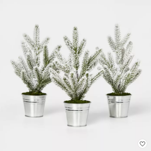 mini flocked trees